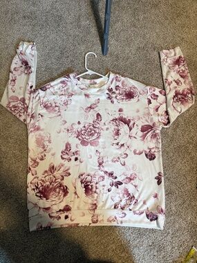 Floral Print very lightweight Sweatshirt in Mauve on Cream